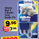 [a101] Gilette Blue 3, 3 Bıçaklı Tıraş Bıçağı 3'lü 7.95TL - 25.11 - 1.12.2017